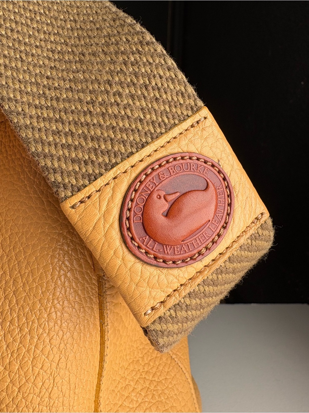 Dooney & Bourke awl Yellow Leather Webster twill strap Drawstring Bucket Bag - Picture 3 of 16